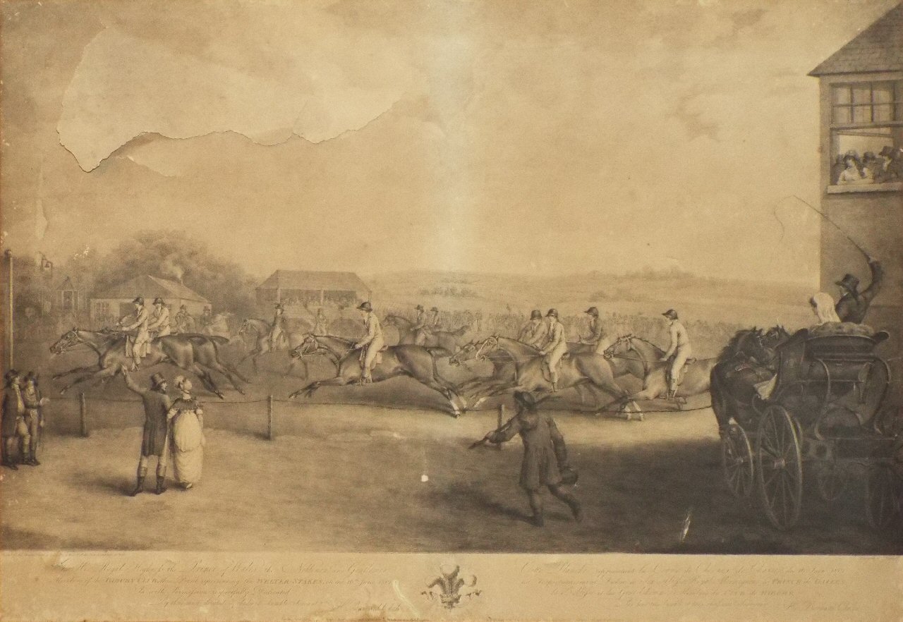 Mezzotint - To His Royal Highness the Prince of Wales, the Noblemen and Gentlemen Members of the Bibury, this Print Representing the Welter Stakes, on the 16th June 1801. - Turner